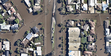 Homes and streets in Shepparton inundated with floodwater last month (ABC News/Nearmap)